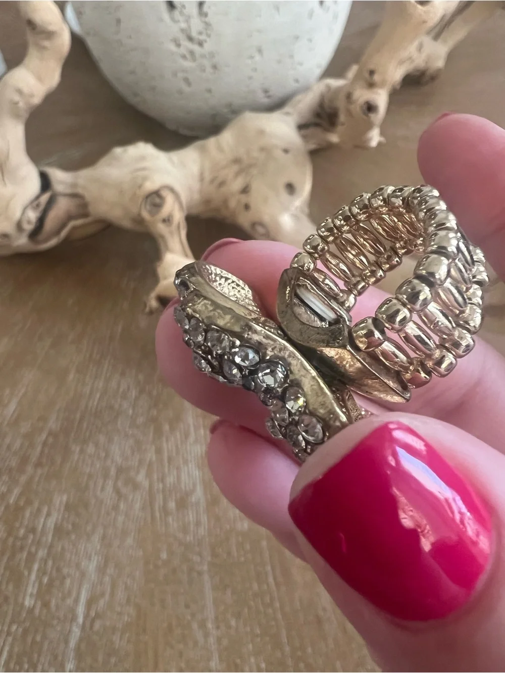 Crystal Floral Statement Ring - Silver Tone